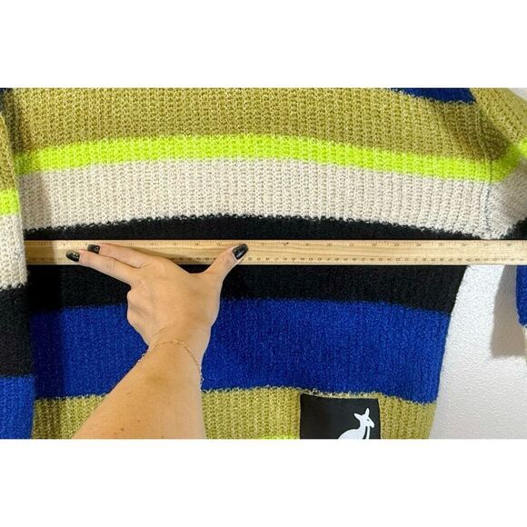 NWOT Kangol X H&M Wool Blend Chunky Striped Knit Oversized Sweater Women's M - Picture 11 of 12
